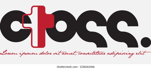 "Cross" word. Modern Calligraphy Lettering isolated with Solid Color Background, Vector Illustration.