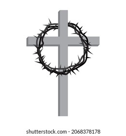 Cross wreath thorns, great design for any purposes. Vector illustration. Stock image.