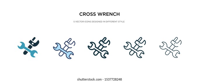 cross wrench icon in different style vector illustration. two colored and black cross wrench vector icons designed in filled, outline, line and stroke style can be used for web, mobile, ui