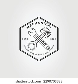 cross wrench and piston for mechanical logo vector illustration design