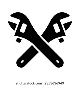 Cross Wrench Vector Glyph Icon For Personal And Commercial Use.
