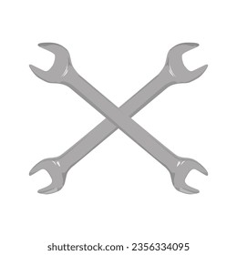 Cross Wrench Vector Illustration Isolated on White Background. Polished Wrench Vector. Wrench Icon Vector Illustration.