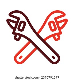 Cross Wrench Vector Thick Line Two Color Icons For Personal And Commercial Use.
