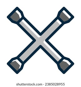 Cross Wrench Vector Thick Line Filled Dark Colors Icons For Personal And Commercial Use.
