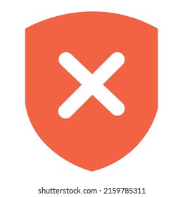 Icono de símbolo de marca roja de línea cruzada 