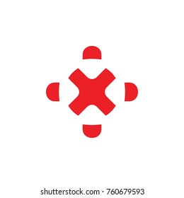 cross x in circle design logo vector