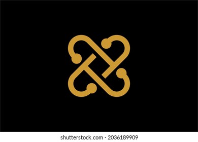 Cross X logo design vector. Letter X outline abstract symbol. Type X and dots vector icons.