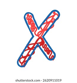 cross x mark doodle icon sketch vector. cross x mark sign. isolated symbol illustration