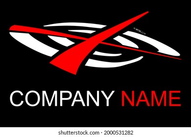 logotipo de símbolo cruzado o X con elemento de círculo blanco giratorio aislado en fondo negro