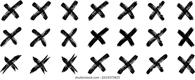 Cross x vector icon. Cross mark icon. Hand drawn black cancel sign symbol. No wrong symbol