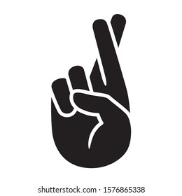 Cross your fingers or fingers crossed hand gesture flat vector icon for apps and websites