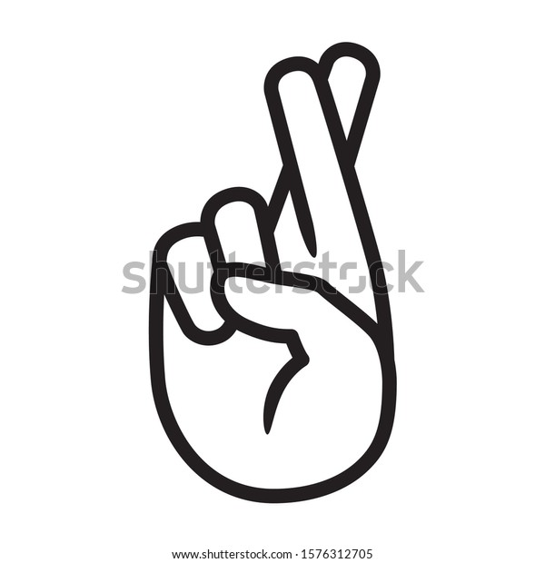 Cross your fingers or fingers\
crossed hand gesture line art vector icon for apps and\
websites