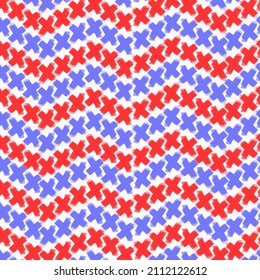 Fondo del vector del patrón blanco rojo azul zigzag