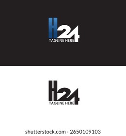 A barra cruzada do "H" se estende perfeitamente no "2", ligando os dois elementos em uma forma unificada, 2 versões do logotipo de volta e cor branca.