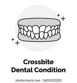 Crossbite Dental Condition Icon. Misalignment Symbol. Illustration for Bite Correction Concept.