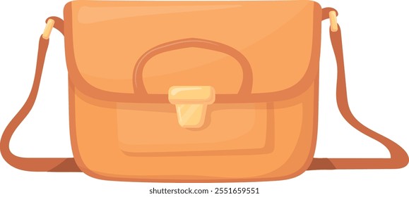 Crossbody bag cartoon icon. Fashionable leather satchel isolated on white background