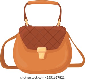 Crossbody purse cartoon icon. Female leather handbag isolated on white background