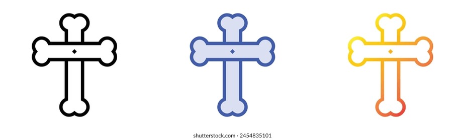 crossbone icon. Linear, Blue Fill and Gradient Style Design Isolated On White Background