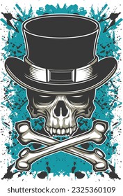 Crossbone skull with hat vector illustration