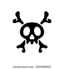 crossbones cartoon vector illustration. black and white skull cartoon. Human skeleton. Skeleton Hazard. A Spooky Vector Illustration for Halloween Designs and Health Warnings. Poison Symbol