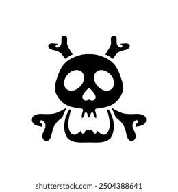 crossbones cartoon vector illustration. black and white skull cartoon. Human skeleton. Skeleton Hazard. A Spooky Vector Illustration for Halloween Designs and Health Warnings. Poison Symbol