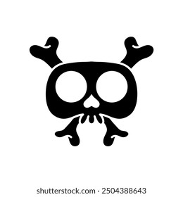 crossbones cartoon vector illustration. black and white skull cartoon. Human skeleton. Skeleton Hazard. A Spooky Vector Illustration for Halloween Designs and Health Warnings. Poison Symbol