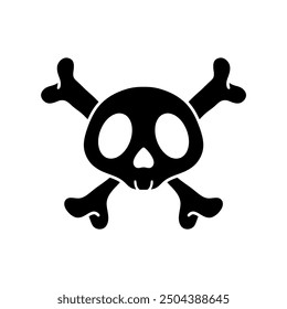 crossbones cartoon vector illustration. black and white skull cartoon. Human skeleton. Skeleton Hazard. A Spooky Vector Illustration for Halloween Designs and Health Warnings. Poison Symbol