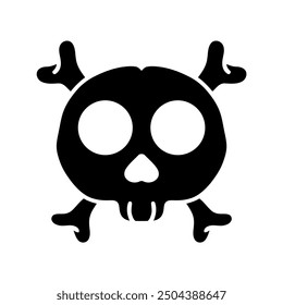 crossbones cartoon vector illustration. black and white skull cartoon. Human skeleton. Skeleton Hazard. A Spooky Vector Illustration for Halloween Designs and Health Warnings. Poison Symbol