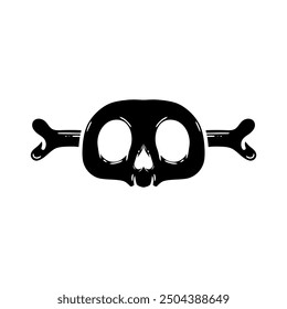 crossbones cartoon vector illustration. black and white skull cartoon. Human skeleton. Skeleton Hazard. A Spooky Vector Illustration for Halloween Designs and Health Warnings. Poison Symbol