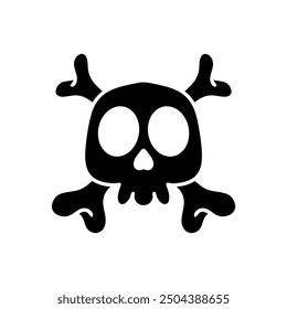 crossbones cartoon vector illustration. black and white skull cartoon. Human skeleton. Skeleton Hazard. A Spooky Vector Illustration for Halloween Designs and Health Warnings. Poison Symbol