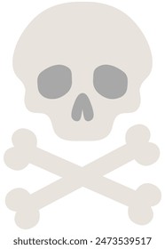 Crossbones danger skull cartoon illustration isolated on white background.