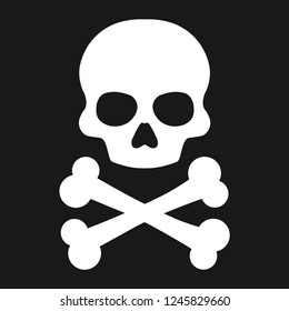 Crossbones , death skull, danger or poison flat icon for apps and websites