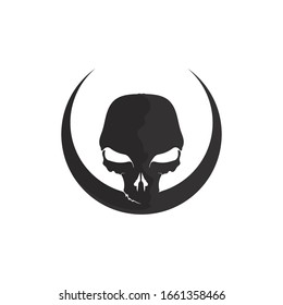 Crossbones death skull, danger or poison flat icon for apps and websites