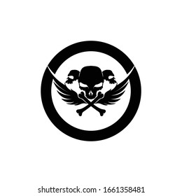 Crossbones death skull, danger or poison flat icon for apps and websites