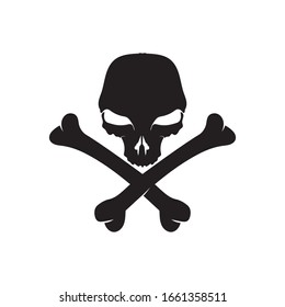 Crossbones death skull, danger or poison flat icon for apps and websites