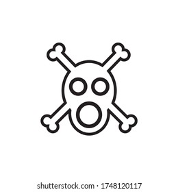 Crossbones / death skull, danger or poison flat vector icon for apps and websites