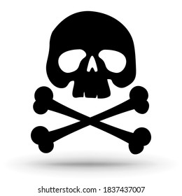 Crossbones / death skull, danger or poison flat vector icon. Halloween sign. 