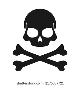 Crossbones or death skull, danger or poison flat vector icon for apps and websites