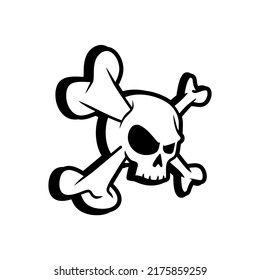 Crossbones or death skull, danger or poison flat vector icon for apps and websites