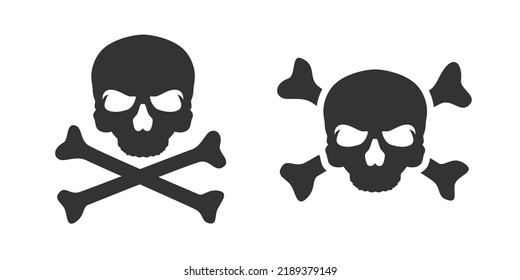 Crossbones death skull, danger or poison flat vector icon for apps and websites