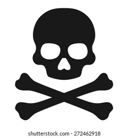 Crossbones / death skull, danger or poison flat vector icon for apps and websites