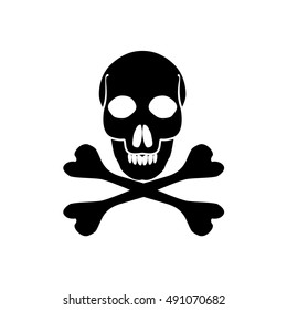 Crossbones / death skull, danger or poison flat icon for apps and websites. Jolly Roger
