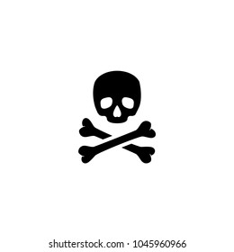 Crossbones. Death Skull. Flat Vector Icon. Simple black symbol on white background