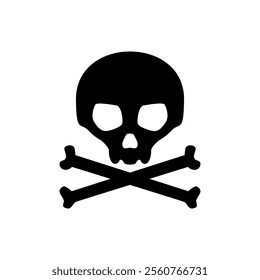 Crossbones and human skull icon, danger sign icon