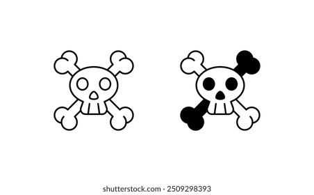 Crossbones icon design with white background stock illustration