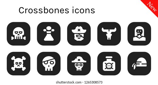  crossbones icon set. 10 filled crossbones icons. Simple modern icons about  - Skull, Poison, Teleoperator, Pirate, Toxic, Pirate scarf