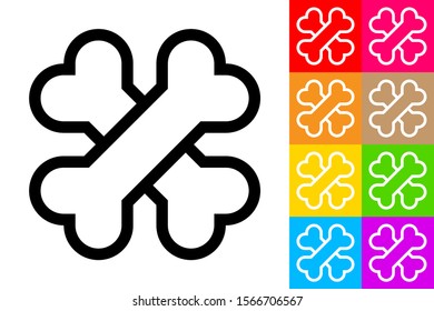 Crossbones. Line Icon With Different Color Background.