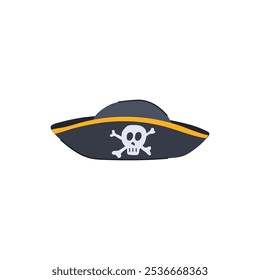 crossbones pirate hat cartoon. treasure ocean, sea ship, sail costume crossbones pirate hat sign. isolated symbol vector illustration