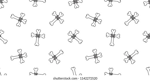 Crossbones seamless Halloween vector Christ cross skull pattern bone Ghost tile background scarf isolated repeat wallpaper