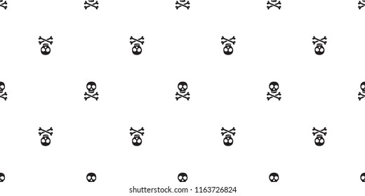 Crossbones seamless pattern Halloween vector skull bone Ghost poison scarf isolated repeat wallpaper tile background